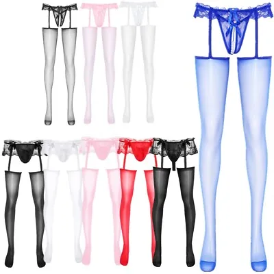 Womens Cutout Pantyhose Lace Trim Waistband Sheer Suspender Stockings Underwear • $10.29