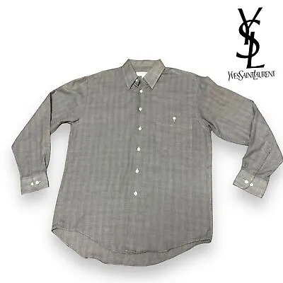 Yves Saint Laurent Vintage YSL Men’s Long Sleeve Button Down Dress Shirt Medium • $62