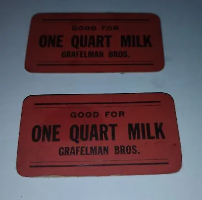 Lot Of 2 Grafelman Bros. Brothers Dairy One Quart Milk Ticket • $12.99