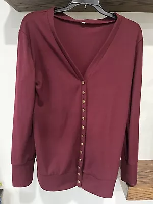 NWOT Womens Maroon Button Up Cardigan Size Medium • $4.50