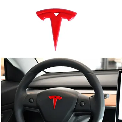 Gloss Red T Logo Tesla Car Steering Wheel Emblem Badge Fit For Tesla Model 3 • $10.24