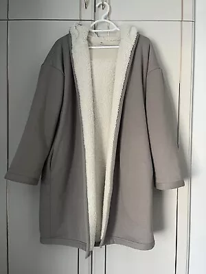 Muji Women Ladies Boa Fleece Cardigan Hooded Coat Jacket M-L New • £19.99