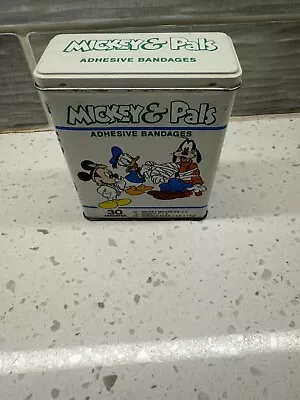 Disney Mickey Mouse & Pals Bandages Bandaid Tin Donald Goofy  Vintage (Empty) • $0.99