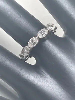 925 Sterling Silver Marquise Cz Infinity 4mm Band Ring Size 7 Wedding 3433 • $20.16