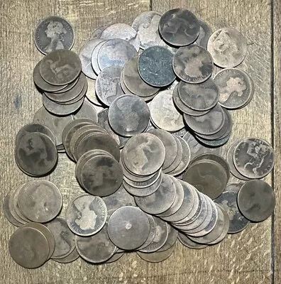 100 X Victoria Bun Head Half Penny Coins All Well Circulated • £1