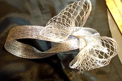 Silver Stretchable Wired Mesh Ribbon  For Bows  - By The Yard • $3