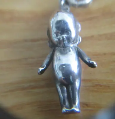 Antique Late Edwardian Rare Silver Kewpie Pendant On Chain Rd. No 633819 • £50