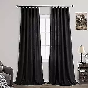 Curtains 84 Inches Long For Living Room Set 2 Panels Rod Pocket 52x84 Black • $47.45