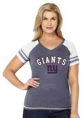  NFL Womens Curvy V-Neck Tee Striped Sleeves - Plus Sizes 1X-3X *Most Teams* • $10.70