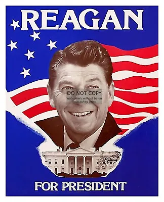 President Ronald Reagan Patriotic Campaign Poster 8x10 Photo • $8.49