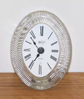 Mikasa Crystal Quartz Oval Glass 6  Tall Table Clock - Made In Japan - Works  • $12.95