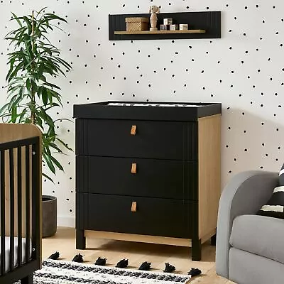 Baby Dresser / Changing Unit - Black & Oak Changer - Rafi Nursery Furniture • £449