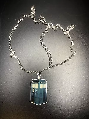 Doctor Who Tardis Pendant Necklace Silver Tone BBC • £11.58