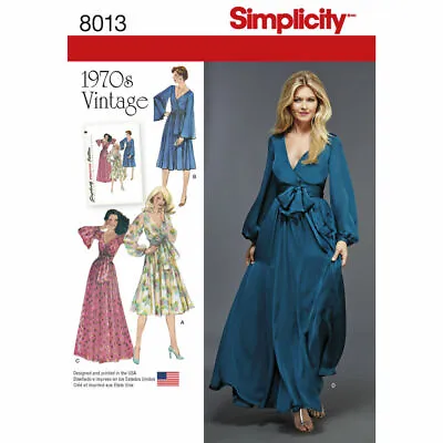 SIMPLICITY Sewing Pattern S8013 Vintage 70s Misses Women Ladies Plus Dress 6-14 • £12.57