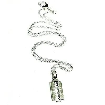 Razor Blade Necklace Pendant Small Razor  18 Inch Chain Mobster Gang Jewellery • £4.75
