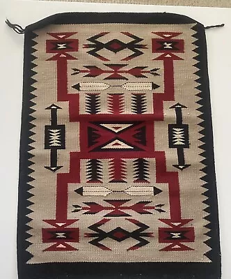 Vintage 1930's Genuine Navajo Storm Pattern Handmade Rug Wool 20.75  X 29.5  • $600