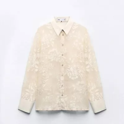 Zara Mixed Velvet Semi-sheer Shirt • $99