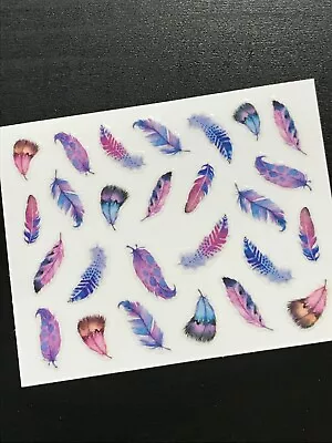 $2.99 • Buy Feather Nail Art Decal Stickers Blue Purple Boho Dream Catcher Self Adhesive AU