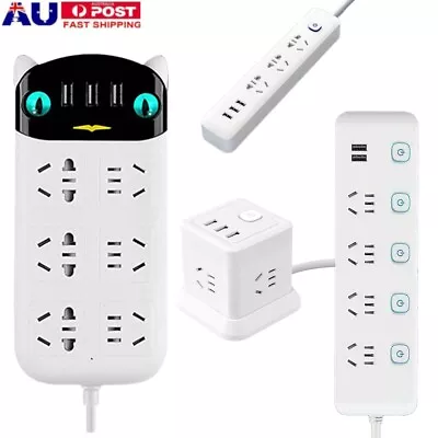 3/4/6 Way Outlets Power Board Socket USB Charging Ports Surge Protected 1.8M AU • $16.14