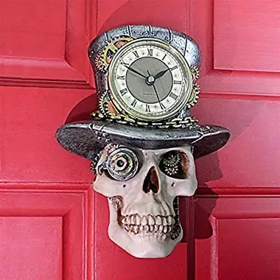 Steampunk Mad Hatter Skull Sculptural Wall Clock • $58.99