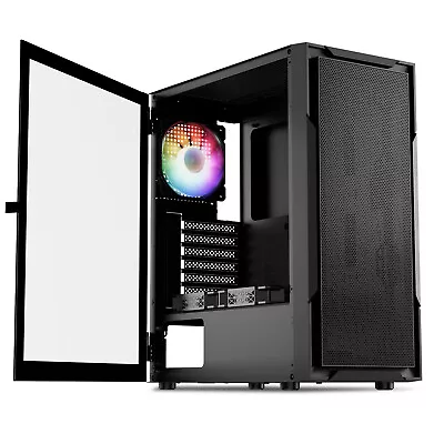 DARKROCK A8-M Black Micro-ATX Mid Tower Computer PC Case Tempered Glass W/ 3 Fan • $69.99