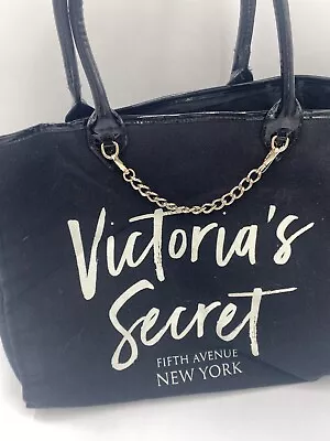 Victorias Secret Black/White Canvas Beach BagTote Overnight Weekender • $9.99