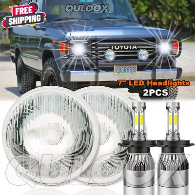 Pair 7inch Round Led Headlights For TOYOTA LAND CRUISER FJ40 FJ60 J80 1965-1985* • $179.99