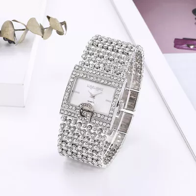 Watch Designer GOLD/Silver Women's Style Ladies Square Shape Fashion Bling Watch • £11.99