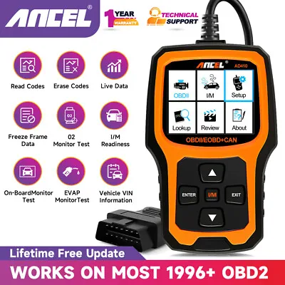 Car Diagnostic Scanner OBD2 Scan Tool Code Reader Check Engine Fault ANCEL AD410 • £42.99