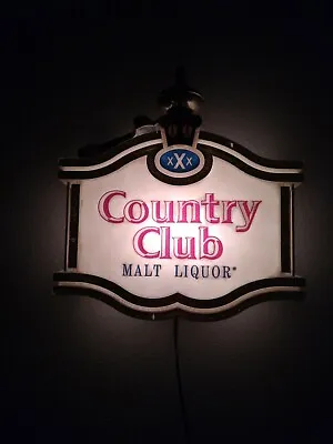 Vintage Light Up Country Club Malt Liquor Booze Advertising Bar Man Cave Sign • $65