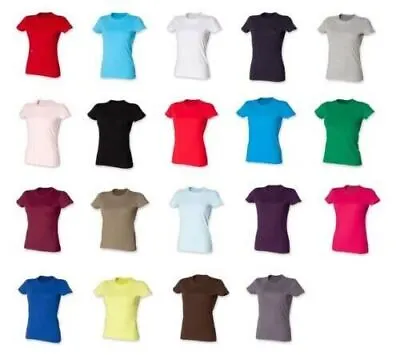 £2.99 • Buy Womens NEW Stretch Plain Crew Neck Quality T-Shirt 19 Colours Small - XXL SK101
