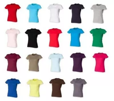 £2.99 • Buy Womens NEW Stretch Plain Crew Neck Quality T-Shirt 19 Colours Small - XXL SK101