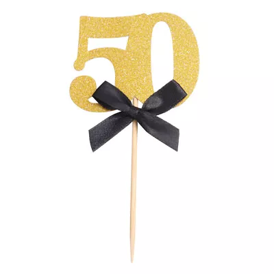 20 Glitter 50th Cake/Cupcake Toppers - Birthday/Wedding Anniversary Decor • £6.65