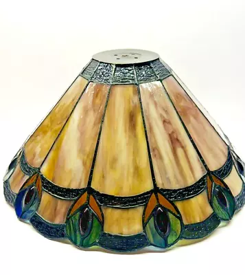 Meyda Tiffany Jeweled Peacock Slag Glass Lamp Shade 14  Diameter • $165