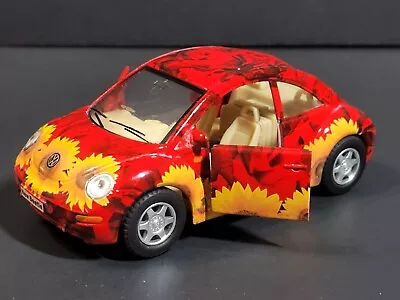 Volkswagen VW Beetle In A Red Flower 1:32 Scale Diecast From Kinsmart Pull Back • $7.99