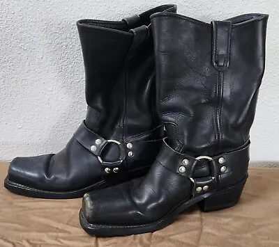 Mens 8 Vintage Nana Shoes Black Leather Harness Strap Motorcycle Biker Boots Usa • $199.99