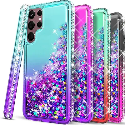 $4.99 • Buy For Samsung Galaxy S22 Ultra Plus Case, Liquid Glitter +Tempered Glass Protector