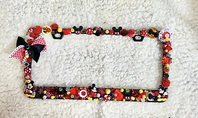 Handmade Mickey Mouse Metal License Plate Frame Red White Regulation Size • $50