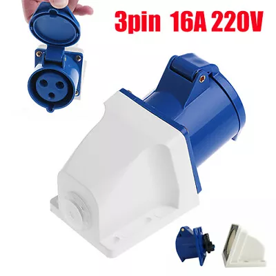 16A 220V Mains Hook Up Socket Inlet With Cover Camper Van Caravan Motorhome • £6.99