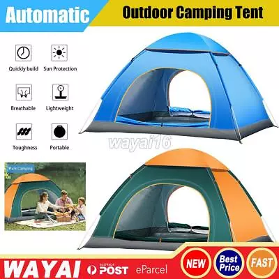 3-4 Man Persons Automatic Pop Up Tent Outdoor Hiking Family Camping Fishing Tent • $33.24