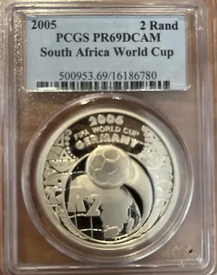 South Africa 2 Rand Football World Cup In Germany 1oz + Silver PCGS PR 69 • $300