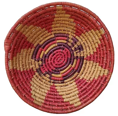 Vintage Hand Woven Basket Flower Pictorial Basket Southwest Native Pima Design • $27.48