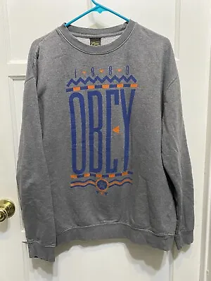 OBEY Brand Sweatshirt Gray Blue Orange Size XL RARE • £32.10