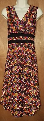 AA Studio AA Dress Size 8 Multicolored Geometric Pattern Belted Slinky Side Zip • $25