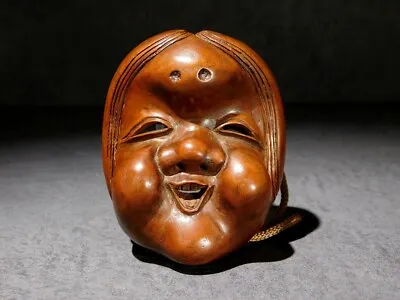 Woman Noh Mask Men-Netsuke  Japan Edo Original Netsuke Inro Ojime Antique • £106.06