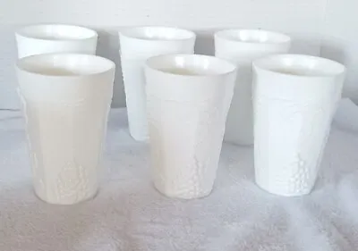 Vintage Milk Glass White Harvest  Grape Tumblers -- Set Of 6 • $25