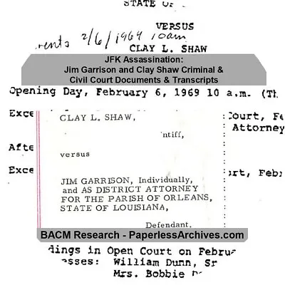 JFK Assassination: Jim Garrison And Clay Shaw Criminal & Civil Court Documents • $25.56