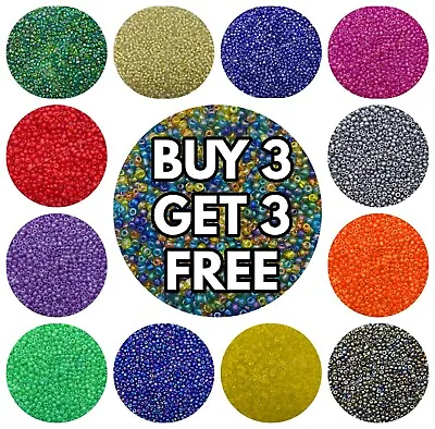 £2.99 • Buy 💛🧡❤️️50g 4mm - 6/0 Glass Seed Beads Lustre Bead Opaque Silver Lined UK
