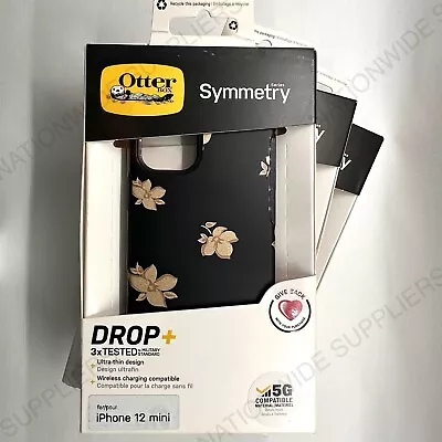 For Apple IPhone 12 Mini- Otterbox Symmetry Thin Case - Black Gold Floral - NEW • $18.75