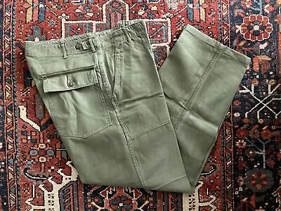 BIG GUYS Vintage Vietnam OG-107 Green Sateen Jungle Utility Pants ~38x31 Actual • $149